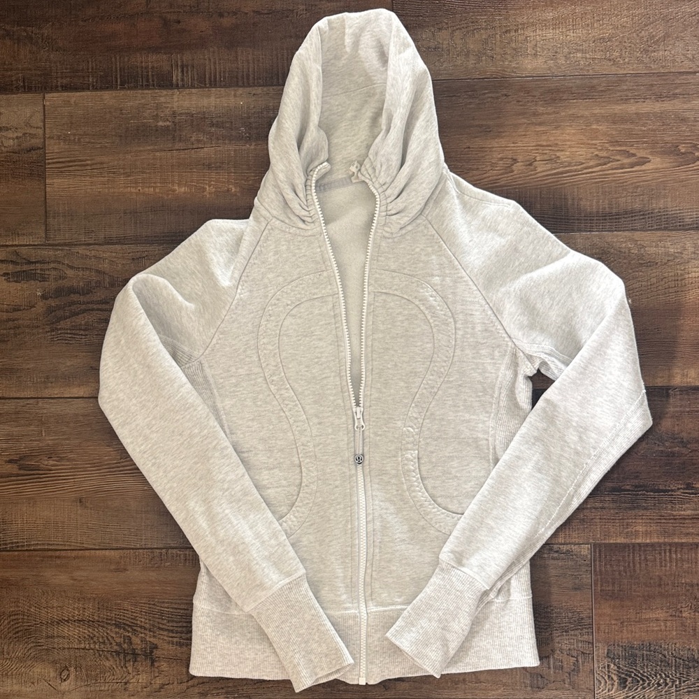 lululemon athletica Light Heather Gray Zip-Up Hooded Jacket